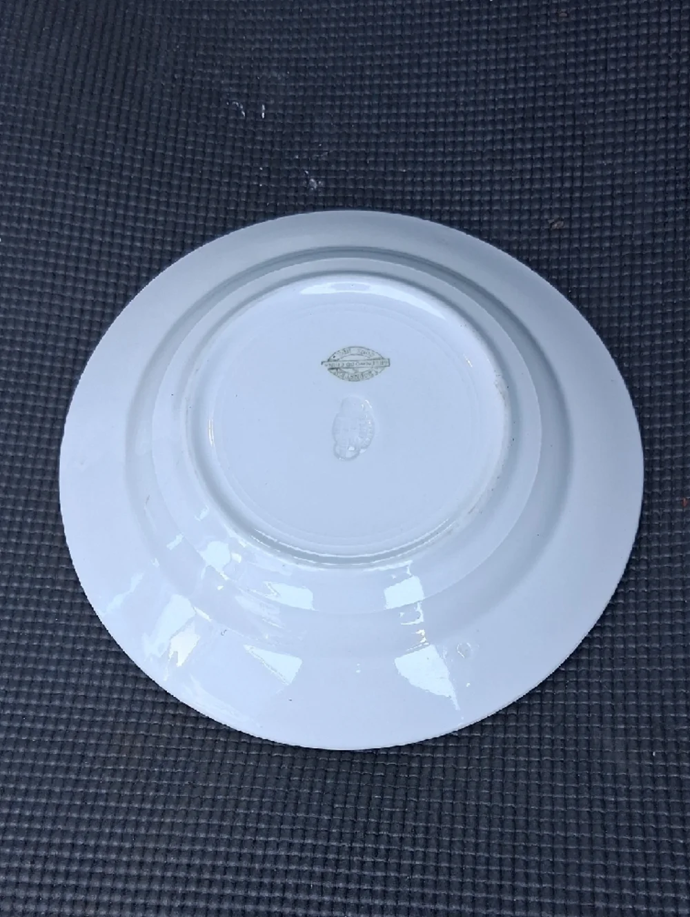 Vintage Rimmed Soup Plate Bornstein Greenwood China w/ Sage Green Scroll Border